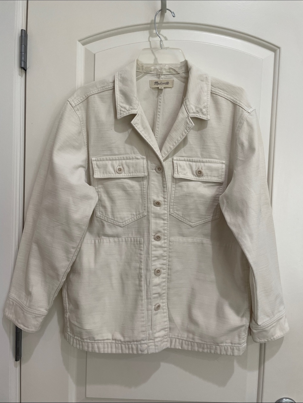 Madewell Off-White Button-Up Drakefield Utility Jacket
